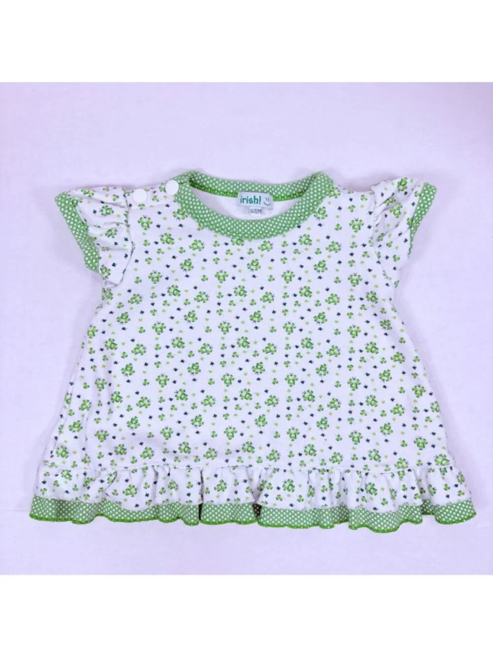 Vintage Girls 4 Leaf Clover St Patty's Day Dress + Bloomers Set Outfit 6m - 12m